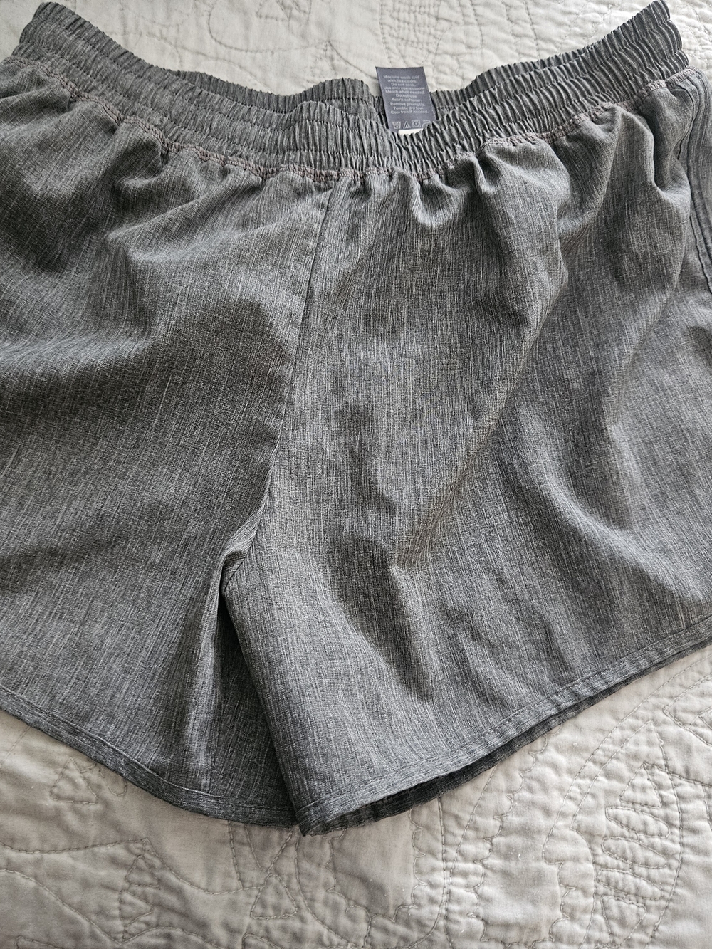 Avia Heather Gray Drawstring Athletic Shorts with Neon Coral Ties